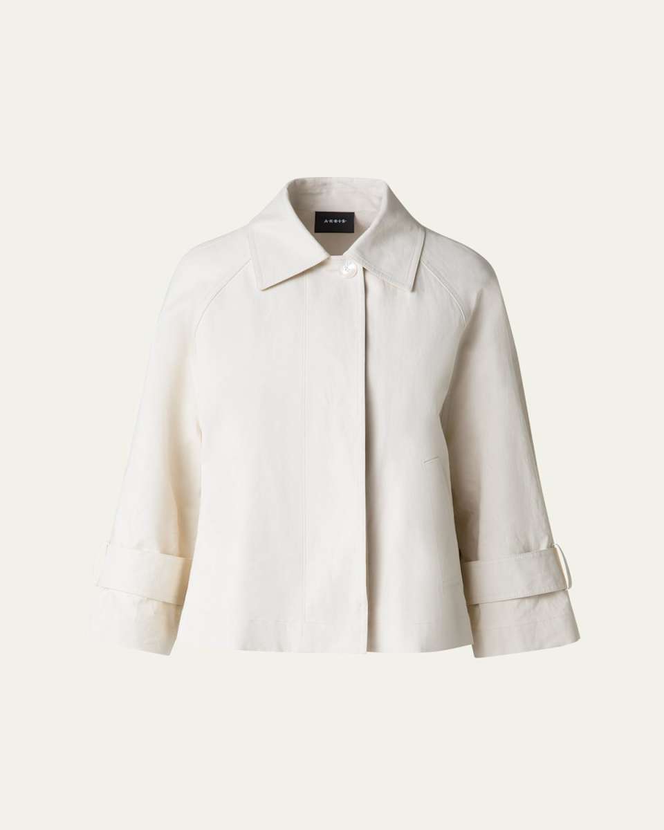 Alisa Water-Resistant A-Line Coated Linen Jacket